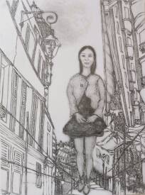 Sylvain ZABETH - 16)2023. Paris. Croquis sur papier. Titre (les nuits de la pleine lune). Technique crayon Pierre noir. 24x32cm.jpg